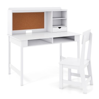 Costway Παιδικό Γραφείο με Καρέκλα Ξύλινο - Σχολικό Γραφείο με Κορμ...