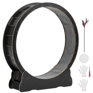 VEVOR Μαύρος Ξύλινος Τροχός Άσκησης για Γάτες με Χαλί, 132cm MZMPBJ...