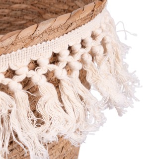 Villa DEste  Σετ 3 καλαθιών από φυσικές ίνες με πλεγμένες φούντες κ...