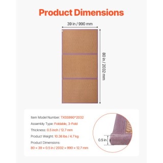 VEVOR Ιαπωνικό Στρώμα Τατάμι 203 x 99 εκ Διπλούμενο Φυσικό Ρατάν Στ...