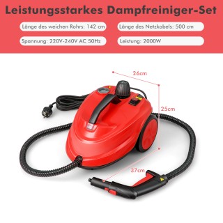 Costway Φορητό Ατμοκαθαριστής 2000W με 15 αξεσουάρ, Πολυλειτουργικό...
