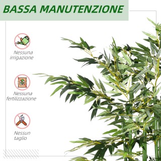 HOMCOM Υψηλή Τεχνητή Φυλή Μπαμπού 180 cm με 1640 Φύλλα και Βάση από...