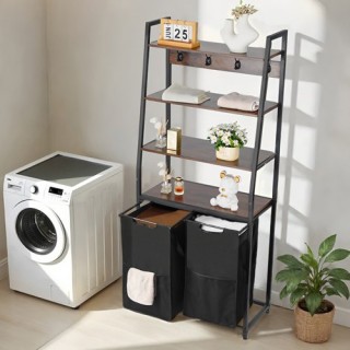 VEVOR Τετραώροφος Διαχωριστής Ρούχων με Ράφια & Γάντζους, Δύο Θέσεω...