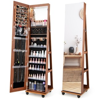 Costway  Στυλάτη Ντουλάπα Κοσμημάτων με Ολόσωμο Καθρέφτη και LED Φω...