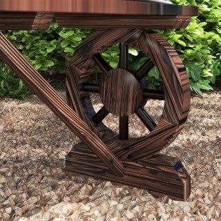 Outsunny  Πάγκος Κήπου με Πόδια από Τροχό Άμαξας και Καθίσματα με Σ...