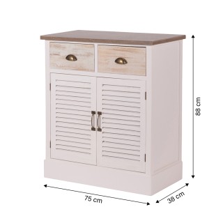 Galileo Ξύλινη συρταριέρα με 2 συρτάρια και 2 πόρτες 75x38x88 cm Gr...