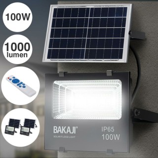 BAKAJI  Σετ 2 Fari LED 100W Ηλιακός Πάνελ Φως Εξωτερικού Χώρου Ρυθμ...