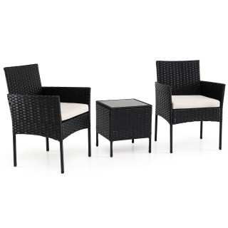 Costway Σετ επίπλων μπαλκονιού 3 τεμαχίων από ρατάν με 2 καρέκλες κ...