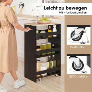 Costway Καροτσάκι Κουζίνας 4 Επιπέδων με Χειρολαβή & Κάγκελα, Μαύρο...