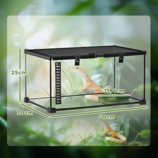 Γυάλινο Ενυδρείο για Ερπετά / Terrarium  με Κλειδαριά και Θερμόμετρ...