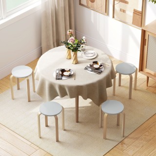 HOMCOM Σετ 4 Στρογγυλά Σκαμπό Στοιβαζόμενα από Γκρι Ξύλο, Ø40x45 εκ...