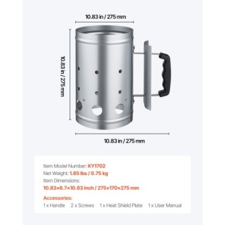 VEVOR Καπνοδόχος για Κάρβουνα 1.8kg για Μπάρμπεκιου YZXMTQDYCYZXTVG... VEVOR Καπνοδόχος για Κάρβουνα 1.8kg για Μπάρμπεκιου YZXMTQDYCYZXTVG...