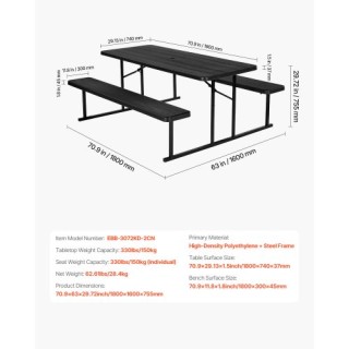 VEVOR Πτυσσόμενο Τραπέζι Κήπου και Καρέκλες για Εσωτερική και Εξωτε... VEVOR Πτυσσόμενο Τραπέζι Κήπου και Καρέκλες για Εσωτερική και Εξωτε...