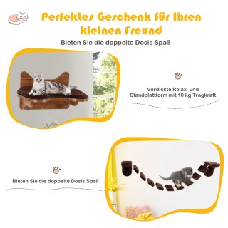 Costway Κρεμαστή Ξύλινη Γέφυρα Αναρρίχησης για Γάτες σε Καφέ Χρώμα ...