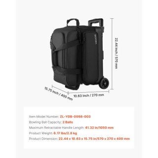 VEVOR Τσάντα Μπόουλινγκ 2 Μπάλες με Ρόδες και Θήκη Παπουτσιών GLLGB... VEVOR Τσάντα Μπόουλινγκ 2 Μπάλες με Ρόδες και Θήκη Παπουτσιών GLLGB...