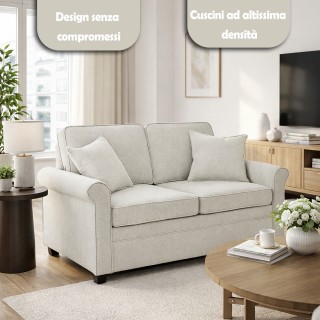 Shally Dogan Διθέσιος Καναπές-Κρεβάτι Μπεζ με Εργονομικό Μαξιλάρι M...