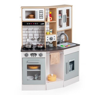 Costway Παιδική Ξύλινη Κουζίνα Παιχνίδι με Φως, Ήχο, Εστία, Νεροχύτ...