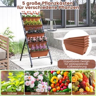 Costway  Πενταώροφο Κινητό Κατακόρυφο Παρτέρι με Γλάστρες και Ρόδες...