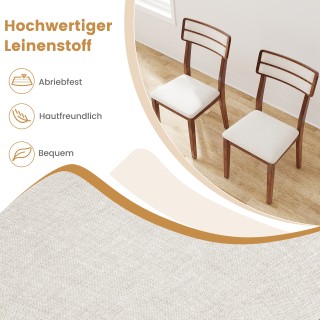 Costway Σετ 2 Καρεκλών Τραπεζαρίας με Μαξιλάρι και Πόδια από Ξύλο Κ...