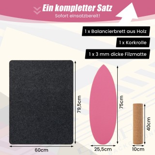 Costway  Ξύλινη Ισορροπιστική Σανίδα με Κορκ Ρολό - Τρικ Μπόρντ για...