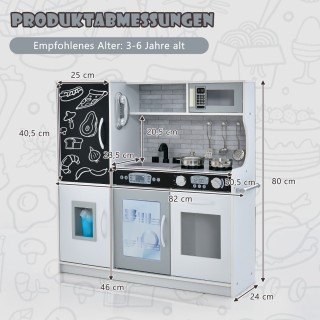 Costway Παιδική Κουζίνα Παιχνίδι με Πίνακα 82 x 24 x 80 cm Λευκό TP...