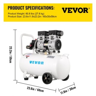 Συμπιεστής Αέρος VEVOR 11L, 1HP, Αθόρυβος, Χωρίς Λάδι, 8 bar WSKYJ... Συμπιεστής Αέρος VEVOR 11L, 1HP, Αθόρυβος, Χωρίς Λάδι, 8 bar WSKYJ...