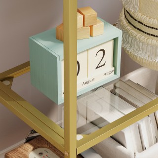 HOMCOM Πεντάριφος Χρυσό Ράφι Αποθήκευσης με Καμπύλη Ατσάλι & Γυαλί,...