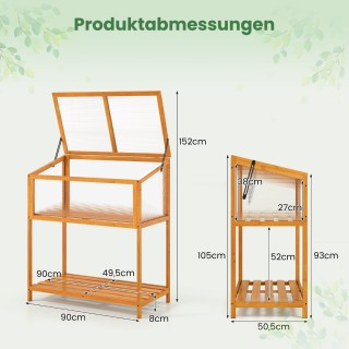 Costway Ξύλινο Υπερυψωμένο Κήπος με Διαφανές & Ανοιγόμενο Σκεπαστό ...