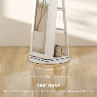 HOMCOM Περιστρεφόμενος Καθρέπτης Κοσμηματοθήκη 3 σε 1 360°, με Ράφι...