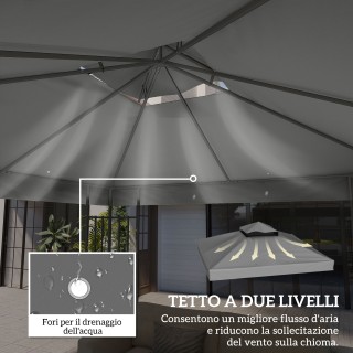 Outsunny Κάλυμμα για Κιόσκι Κήπου 3x3m UPF30+ με 2 Επίπεδα από Πολυ...