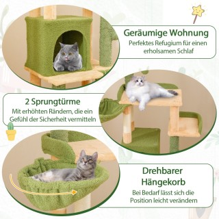 Costway Μεγάλο Δέντρο Γρατσουνίσματος για Γάτες με Σχέδιο Κάκτου κα...