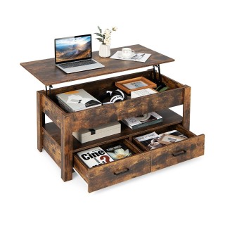 Costway  Ρυθμιζόμενο τραπεζάκι σαλονιού με συρτάρια από ξύλο, 100 x...