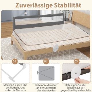 Costway Πτυσσόμενο Κάγκελο Κρεβατιού 180 cm με Ζώνες Ασφαλείας Ανα... Costway Πτυσσόμενο Κάγκελο Κρεβατιού 180 cm με Ζώνες Ασφαλείας Ανα...