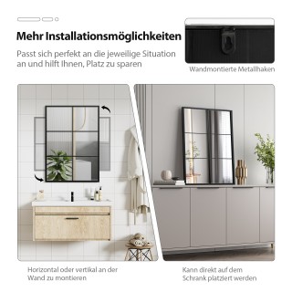 Costway  Ορθογώνιος Καθρέφτης με Μεταλλικό Πλαίσιο για Κρεμαστή Δια...