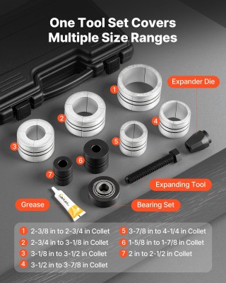 VEVOR Σετ Διαστολέα Σωλήνων Εξάτμισης 41,27mm - 107,95mm με 7 Κολέτ...