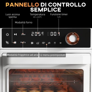 HOMCOM Ηλεκτρικός Φούρνος 1500W 13L με Λειτουργία Φριτέζας Αέρος 12...