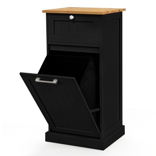 Costway Ντουλάπα ρούχων με καλάθι, συρτάρι και μπαμπού επιφάνεια τρ...