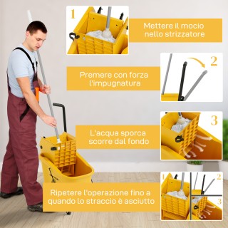 HOMCOM Επαγγελματικός Κουβάς Σφουγγαρίσματος 36L με Σφουγγαρίστρα, ...