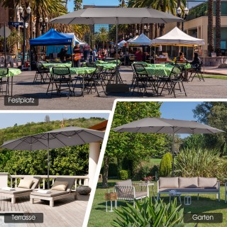 Costway Διπλή Ομπρέλα Αγοράς Ø480 cm με Μανιβέλα & UV Προστασία, Γκ...