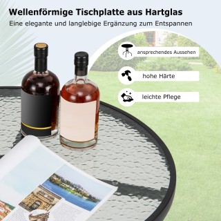 Costway  Μπιστρό Τραπέζι με Γυάλινη Επιφάνεια και Οπή για Ομπρέλα 7...