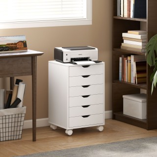HOMCOM Συρταριέρα Γραφείου με 6 Συρτάρια και 4 Ρόδες με Κλείδωμα, 4...