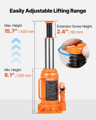 VEVOR Υδραυλικός Γρύλος Μπουκάλι, Ανυψωτική Ικανότητα 12 Τόνων, Ανυ... VEVOR Υδραυλικός Γρύλος Μπουκάλι, Ανυψωτική Ικανότητα 12 Τόνων, Ανυ...