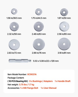 VEVOR Σετ Εργαλείων Αποσυναρμολόγησης Ρουλεμάν, 10 τμχ, 9 Δακτύλιοι... VEVOR Σετ Εργαλείων Αποσυναρμολόγησης Ρουλεμάν, 10 τμχ, 9 Δακτύλιοι...