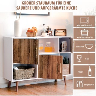 Costway  Πολυλειτουργικό Μπουφέ με Ασύμμετρο Σχεδιασμό και 6 Αποθηκ...