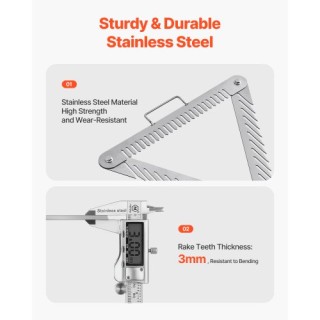 VEVOR Τρίπλευρη Αναδιπλούμενη Τσουγκράνα Υδρόβιων Ζιζανίων 24in με ...