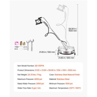 VEVOR 22 Καθαριστής Επιφανειών Πλυστικού με 4 Ρόδες και Διπλή Λαβή ...