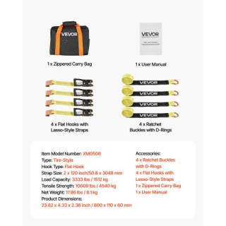 VEVOR Σετ Δεσιμάτων Τροχών Μοτοσικλέτας & Οχημάτων με Γάντζο Ισχύς ...