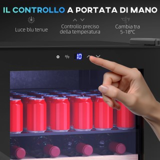 HOMCOM Κάβα Κρασιού 53L με Ρυθμιζόμενα Ράφια για 12 Μπουκάλια και 2... HOMCOM Κάβα Κρασιού 53L με Ρυθμιζόμενα Ράφια για 12 Μπουκάλια και 2...