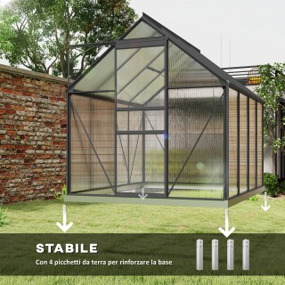 Outsunny Θερμοκήπιο από Πολυκαρβονικό και Αλουμίνιο με Ανοιγόμενο Π...