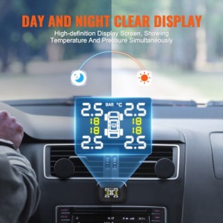 VEVOR  Σύστημα Παρακολούθησης Πίεσης Ελαστικών RV με 4 Αισθητήρες S...